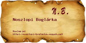 Noszlopi Boglárka névjegykártya